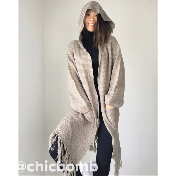 MARA Knit hoodie long cardigan . - Picture 3 of 6